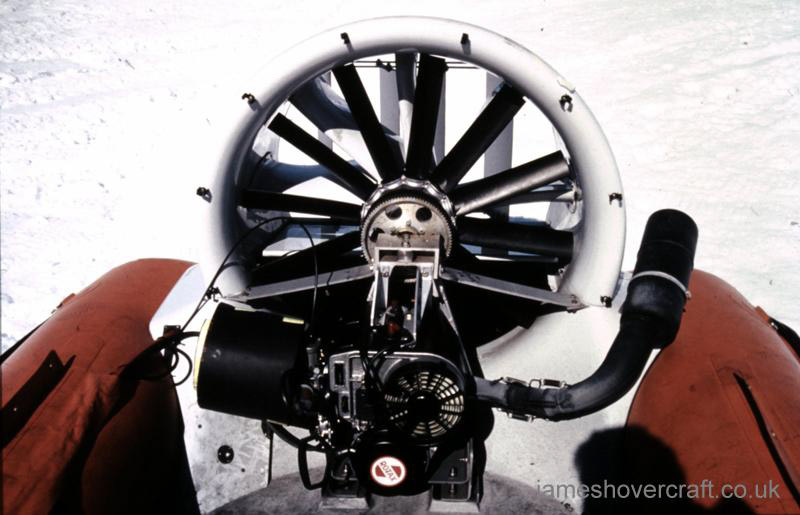 Tiger 4 hovercraft as used in the 70s by the British Antarctic Survey - Engine unit of the Tiger 4 (credit: Malcolm Hole).